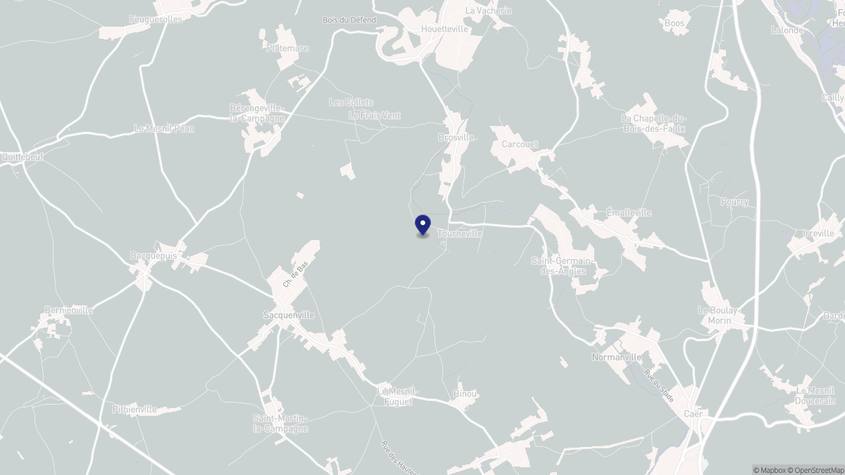 Aperçu cartographique de Tourneville, centré sur la commune