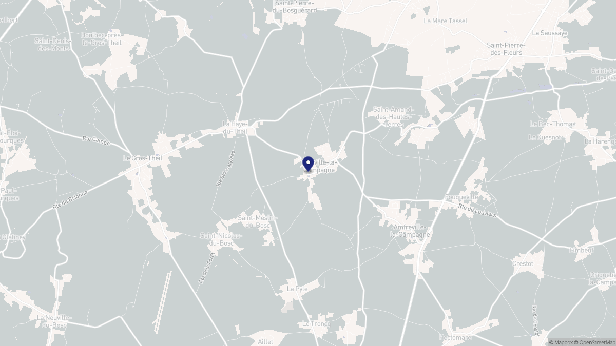 Aperçu cartographique de Tourville-la-Campagne, centré sur la commune