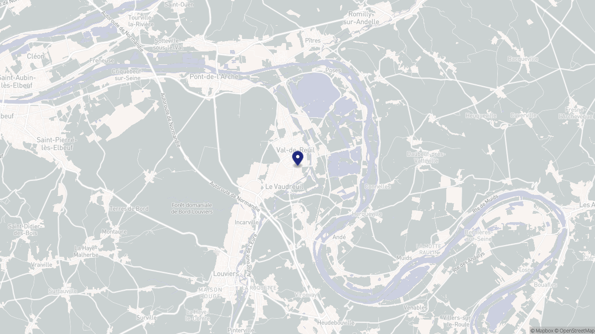 Aperçu cartographique de Val-de-Reuil, centré sur la commune