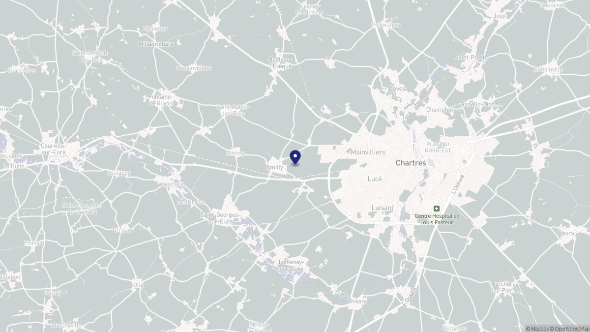 Aperçu cartographique de Amilly, centré sur la commune