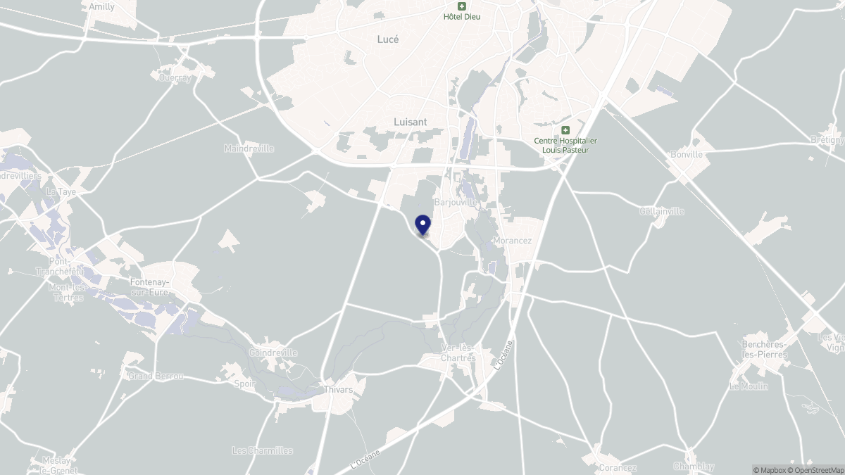 Aperçu cartographique de Barjouville, centré sur la commune