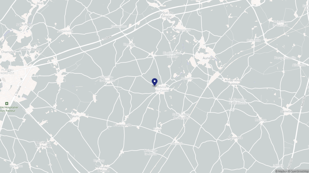 Aperçu cartographique de Béville-le-Comte, centré sur la commune