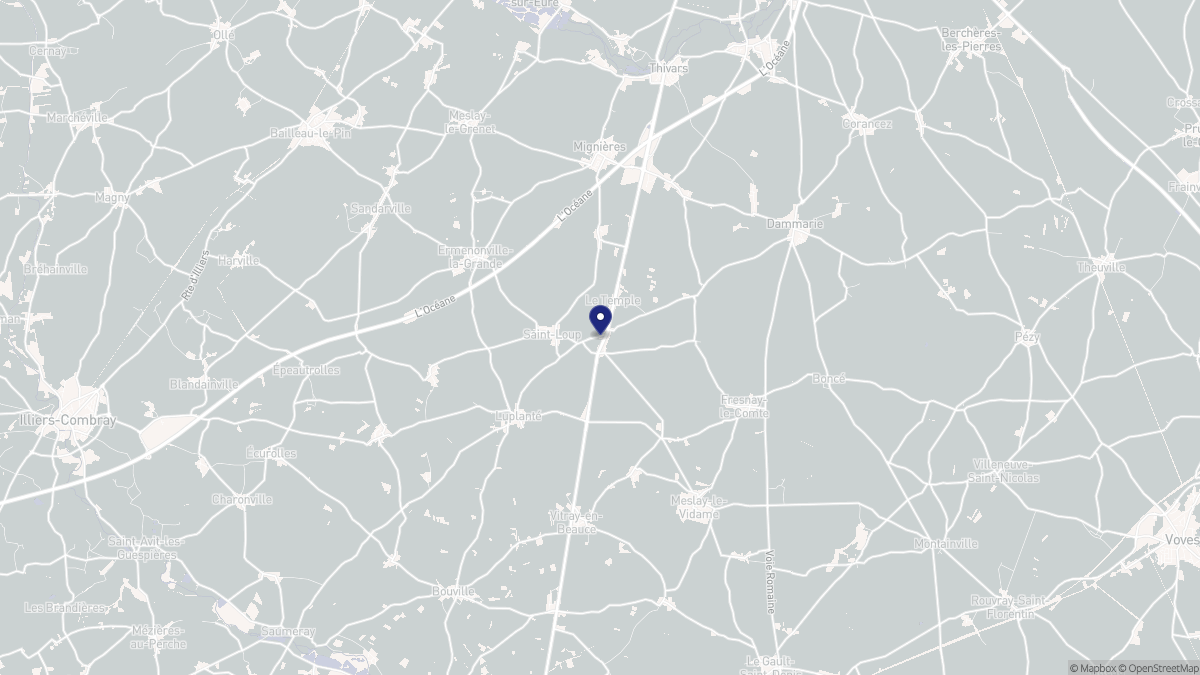 Aperçu cartographique de La Bourdinière-Saint-Loup, centré sur la commune