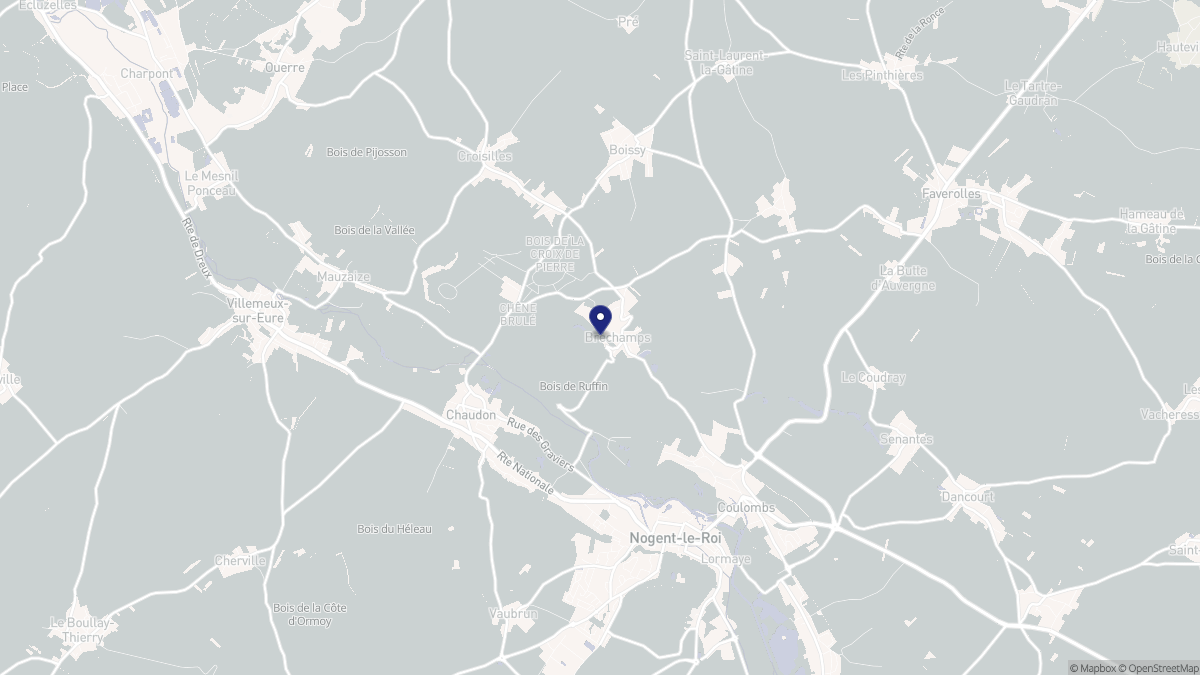 Aperçu cartographique de Bréchamps, centré sur la commune
