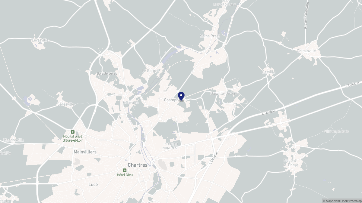 Aperçu cartographique de Champhol, centré sur la commune