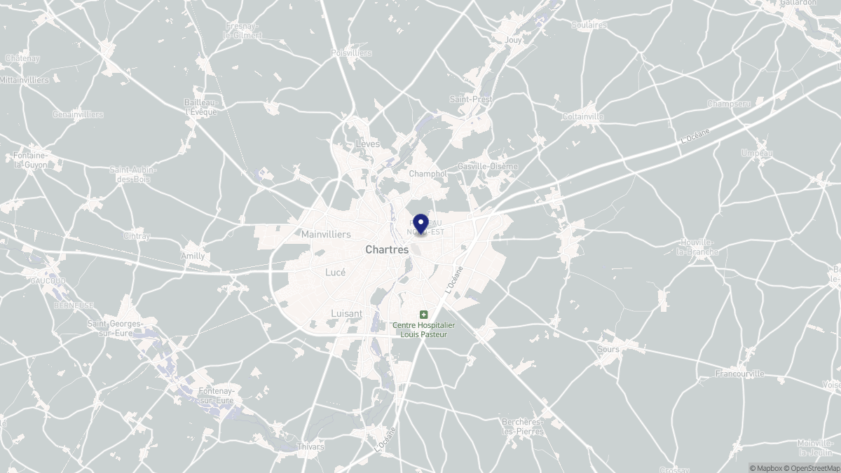 Aperçu cartographique de Chartres, centré sur la commune