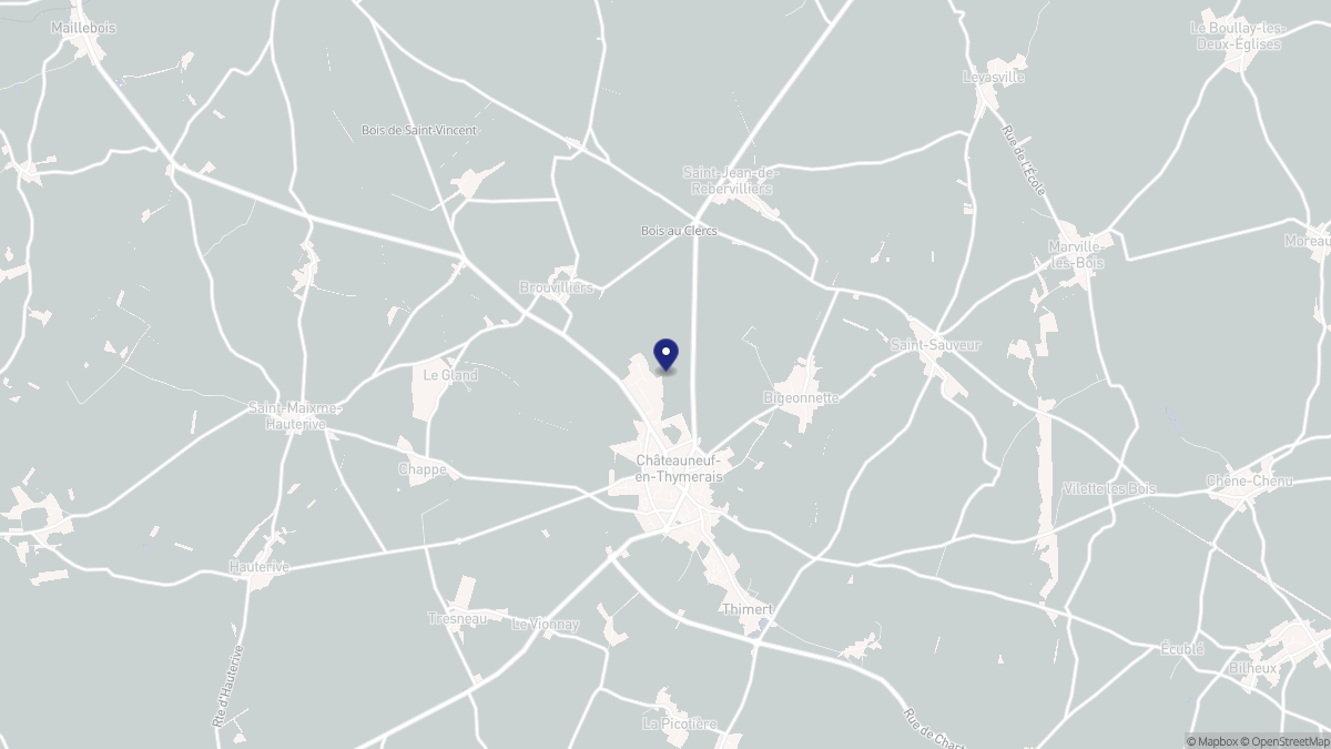 Aperçu cartographique de Châteauneuf-en-Thymerais, centré sur la commune