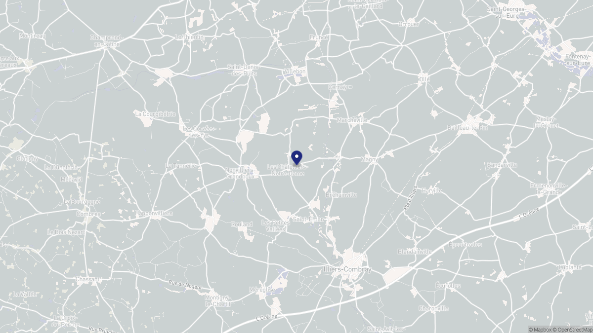 Aperçu cartographique de Les Châtelliers-Notre-Dame, centré sur la commune