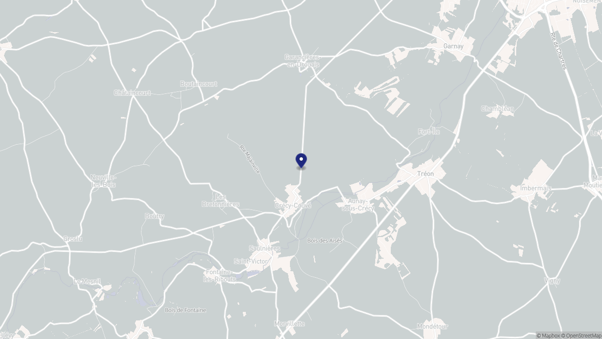 Aperçu cartographique de Crécy-Couvé, centré sur la commune