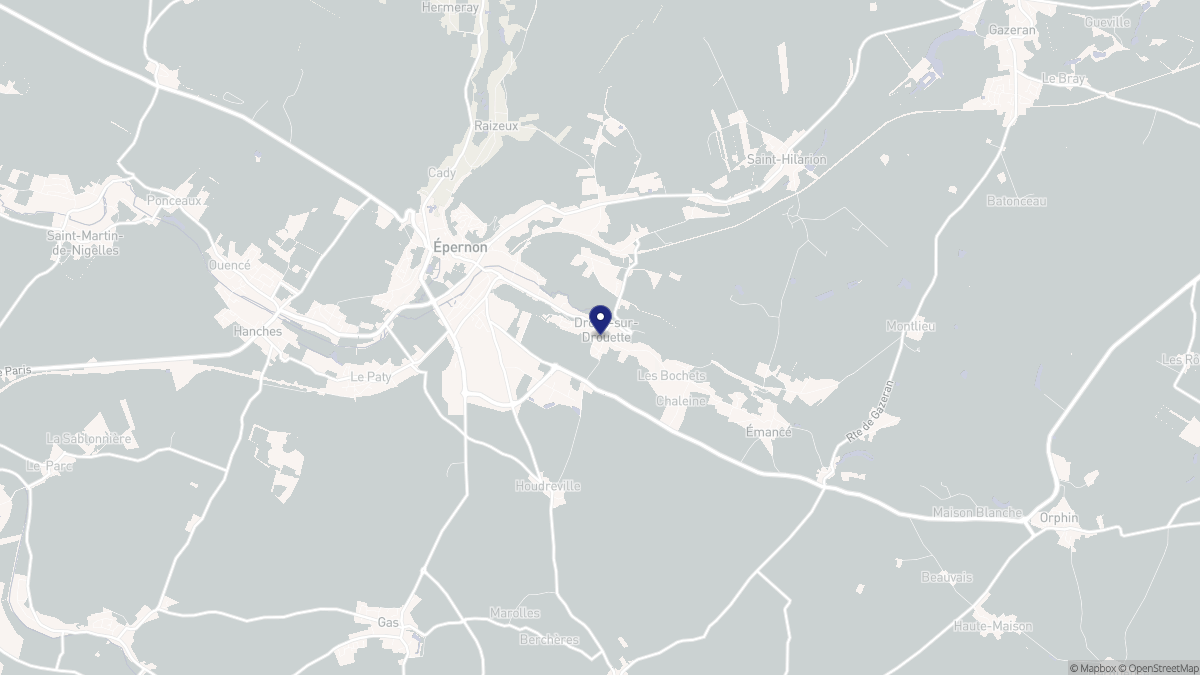 Aperçu cartographique de Droue-sur-Drouette, centré sur la commune