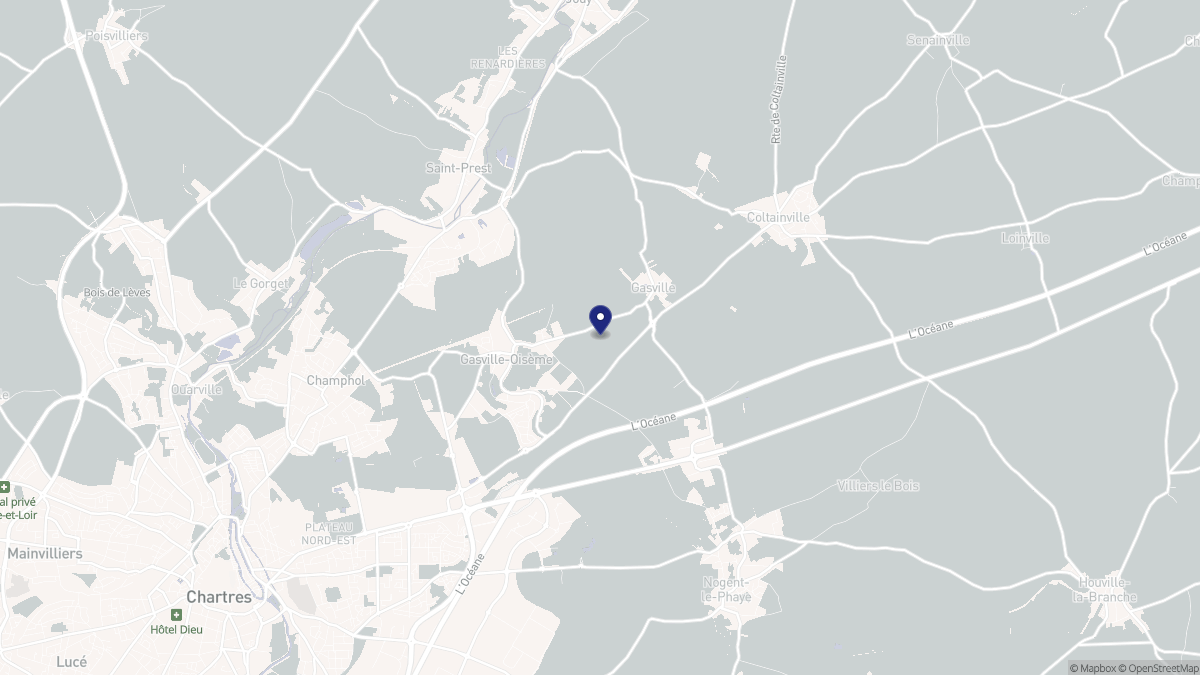 Aperçu cartographique de Gasville-Oisème, centré sur la commune