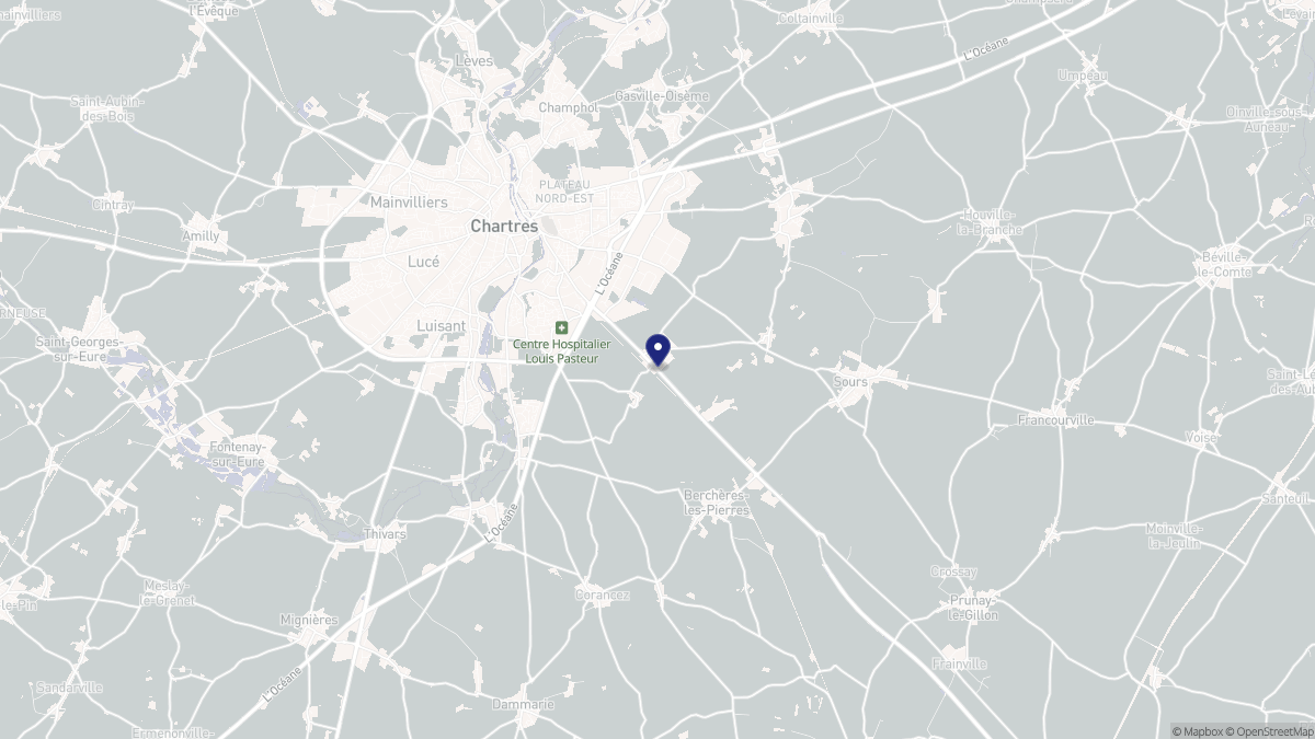 Aperçu cartographique de Gellainville, centré sur la commune