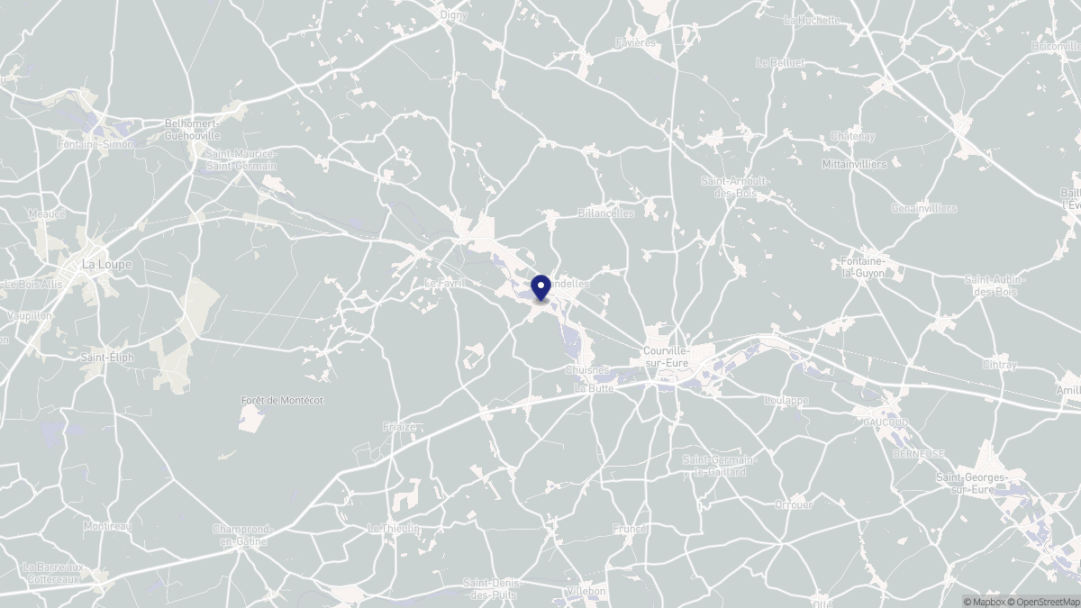 Aperçu cartographique de Landelles, centré sur la commune