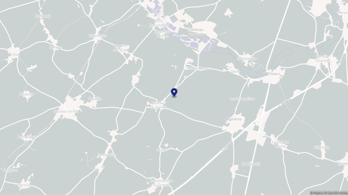 Aperçu cartographique de Meslay-le-Grenet, centré sur la commune