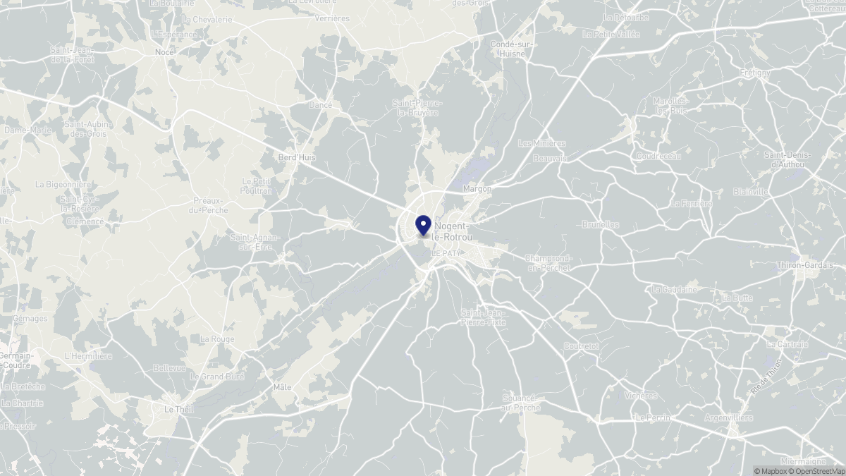 Aperçu cartographique de Nogent-le-Rotrou, centré sur la commune