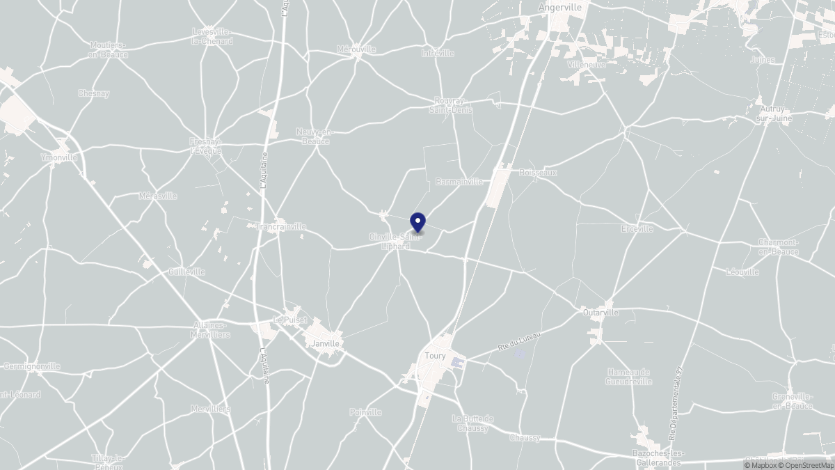 Aperçu cartographique de Oinville-Saint-Liphard, centré sur la commune