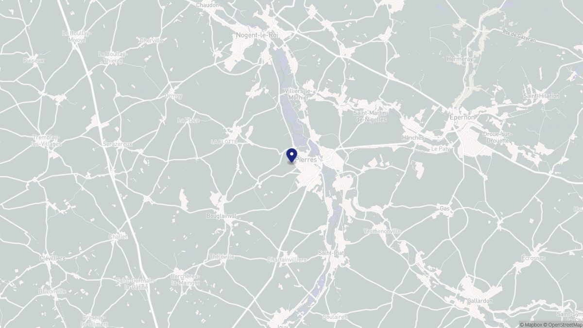 Aperçu cartographique de Pierres, centré sur la commune