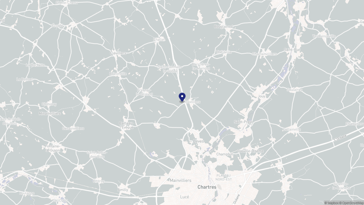 Aperçu cartographique de Poisvilliers, centré sur la commune