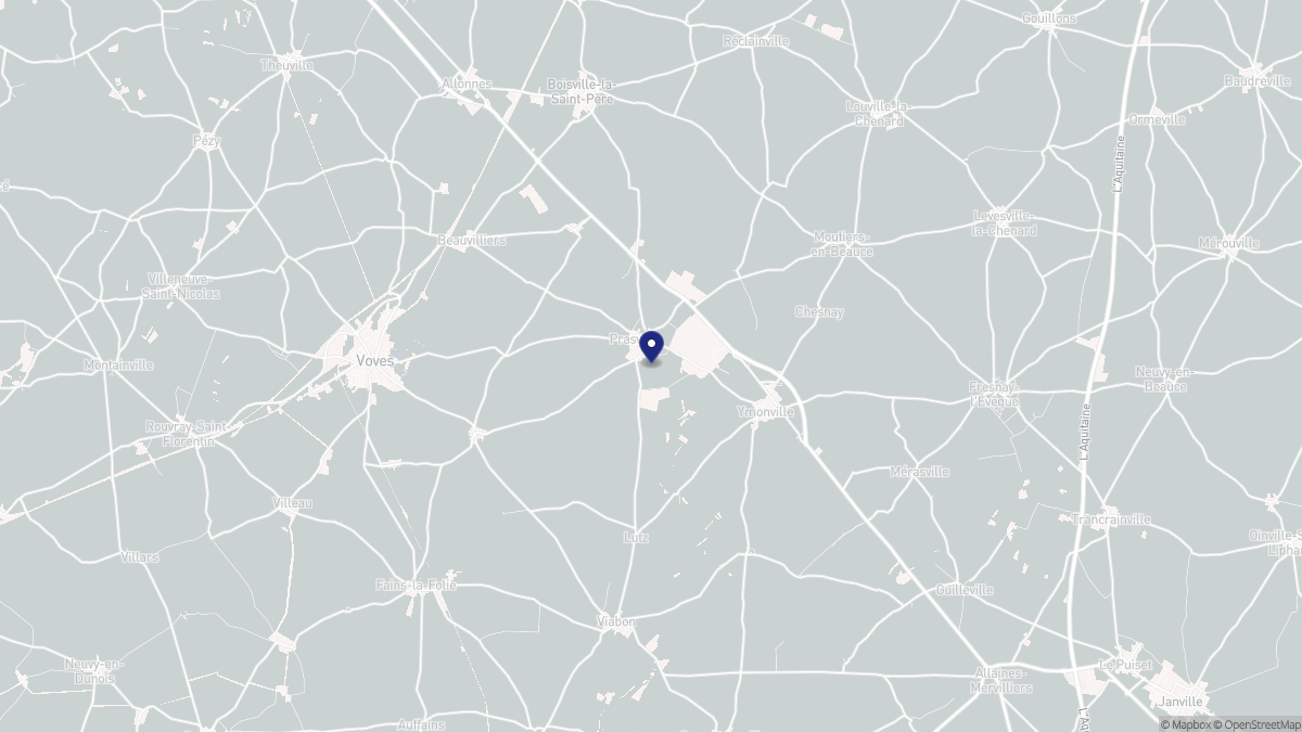 Aperçu cartographique de Prasville, centré sur la commune