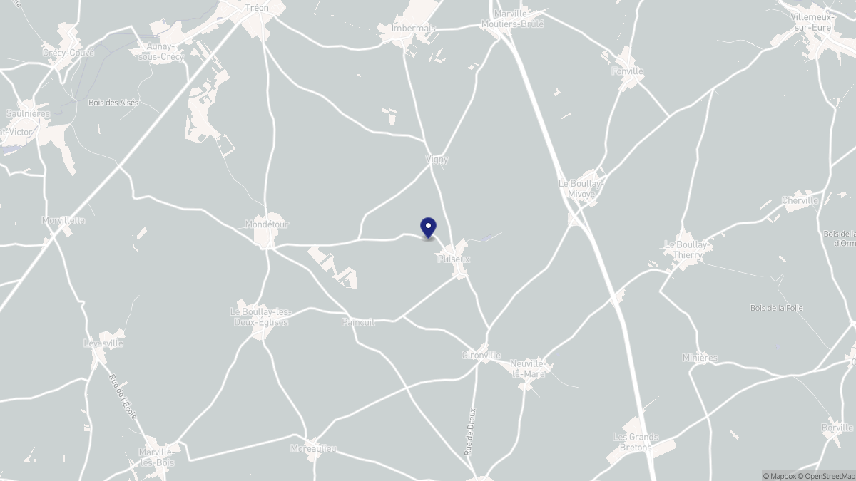 Aperçu cartographique de Puiseux, centré sur la commune