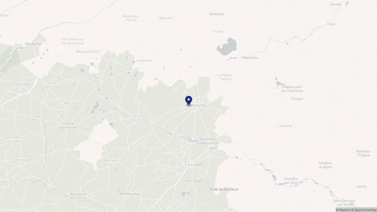 Aperçu cartographique de Senonches, centré sur la commune