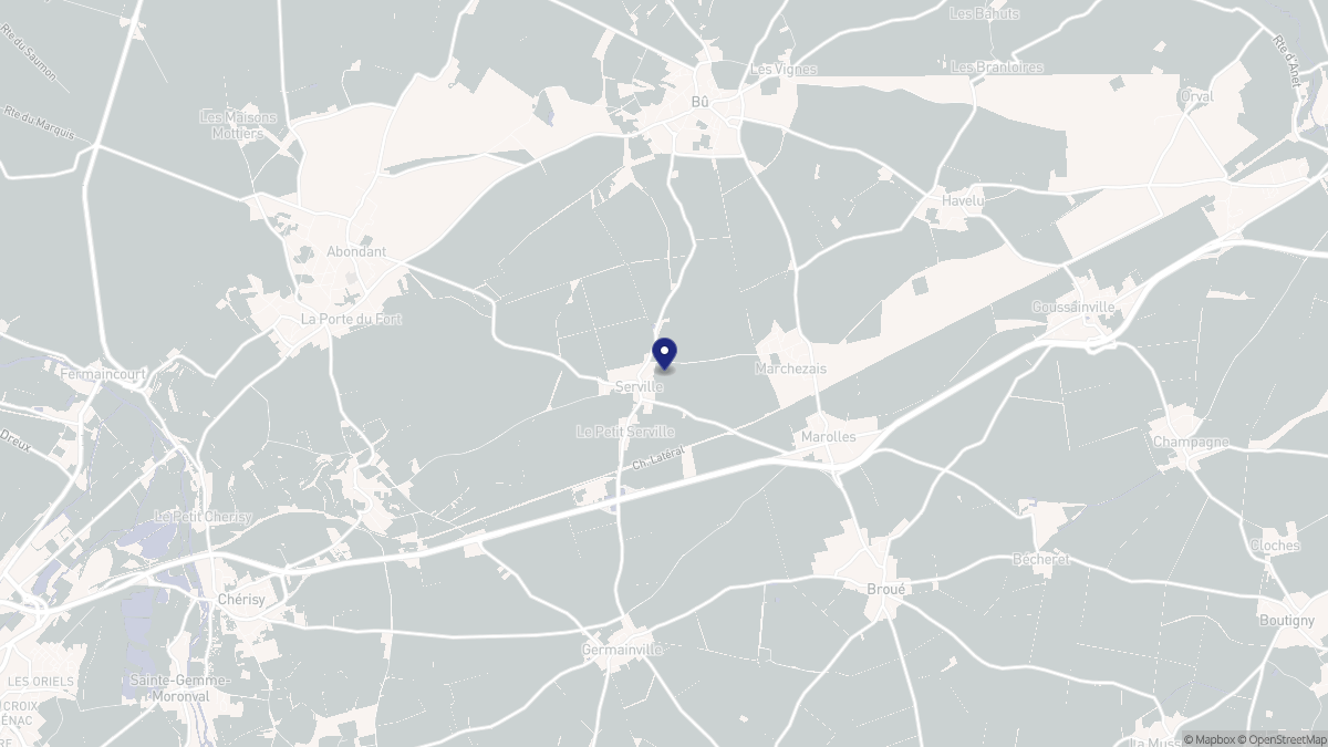 Aperçu cartographique de Serville, centré sur la commune