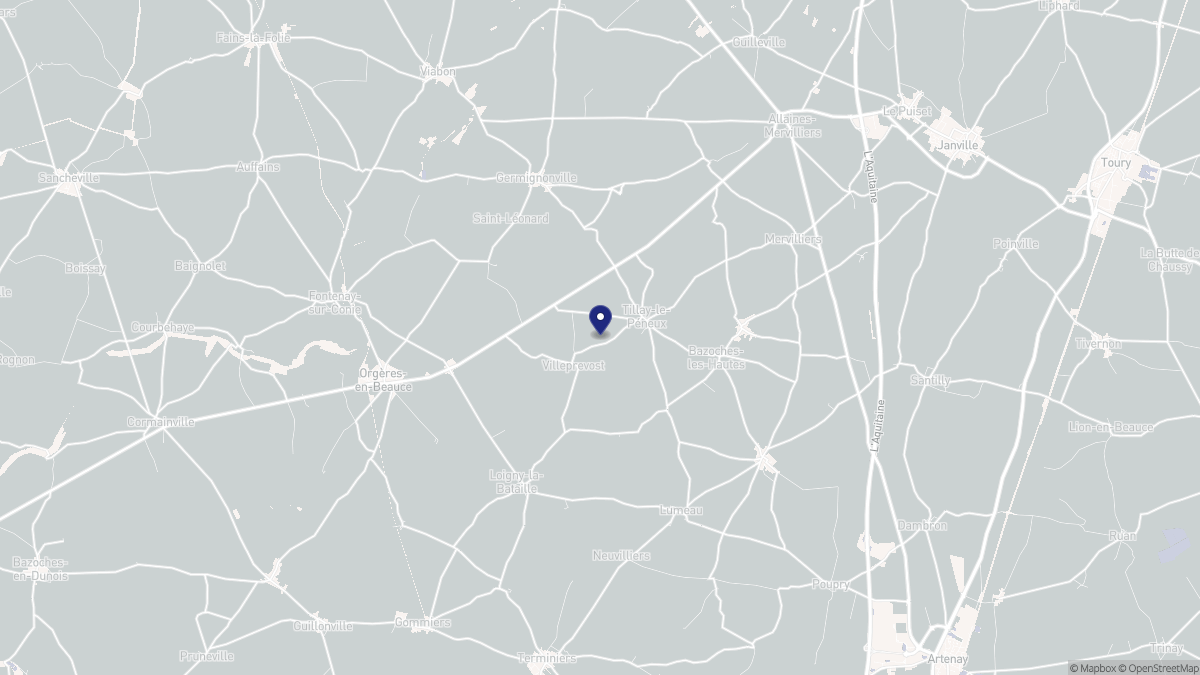 Aperçu cartographique de Tillay-le-Péneux, centré sur la commune
