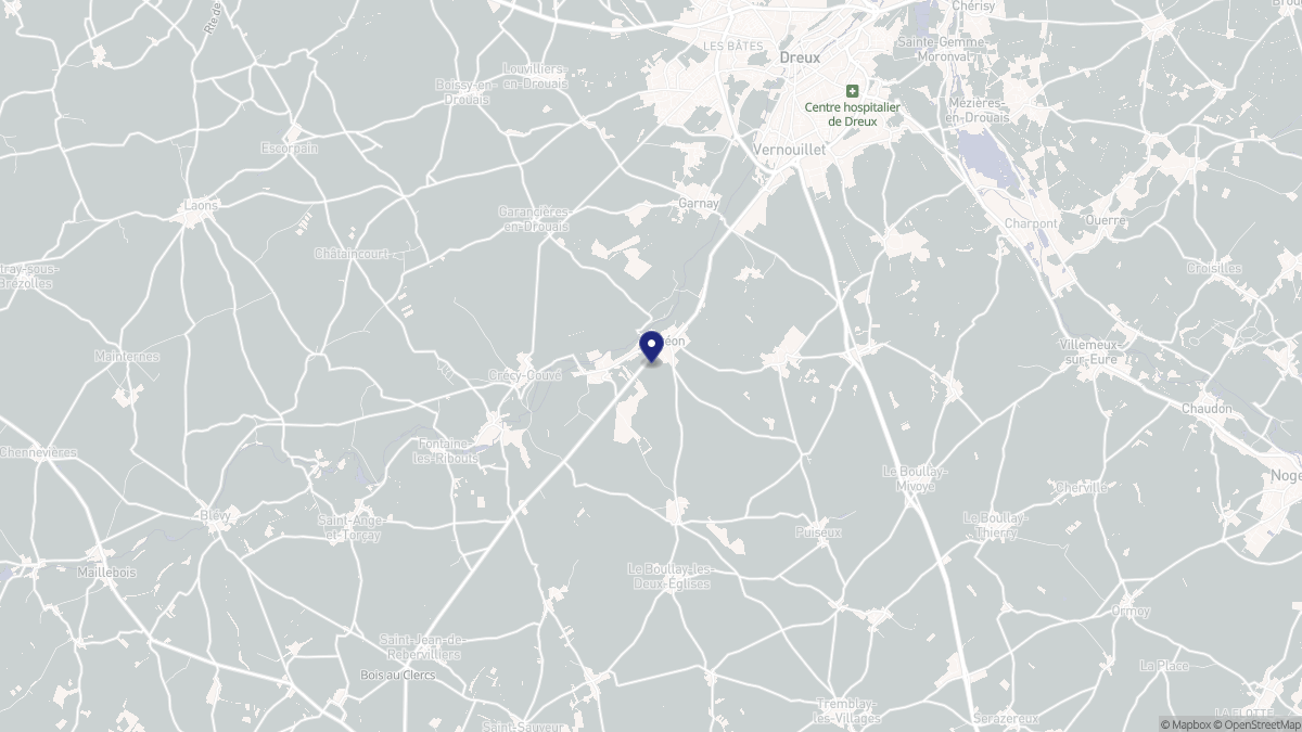 Aperçu cartographique de Tréon, centré sur la commune