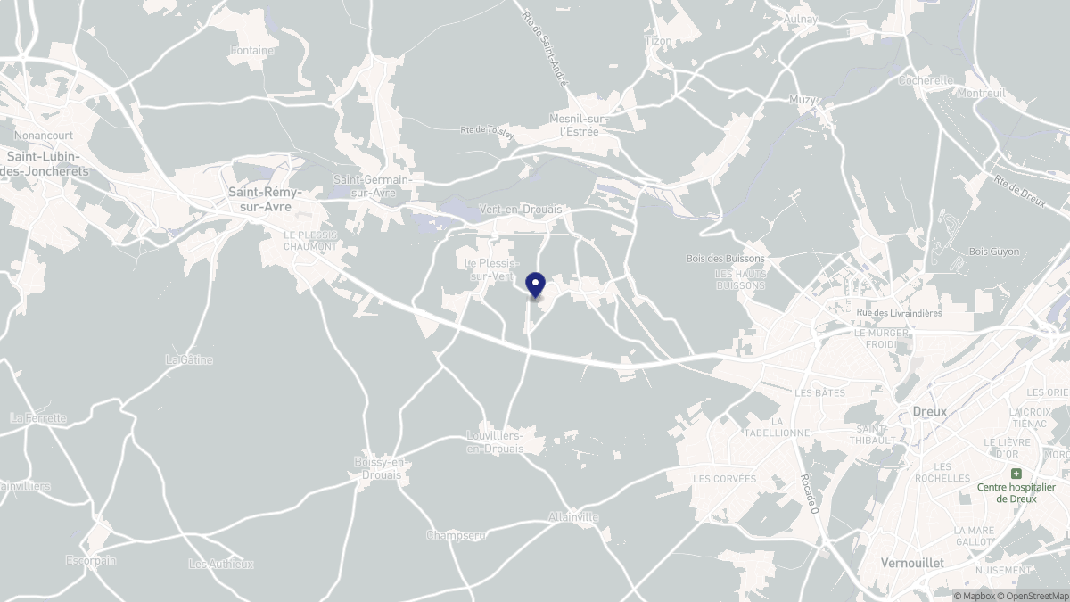 Aperçu cartographique de Vert-en-Drouais, centré sur la commune