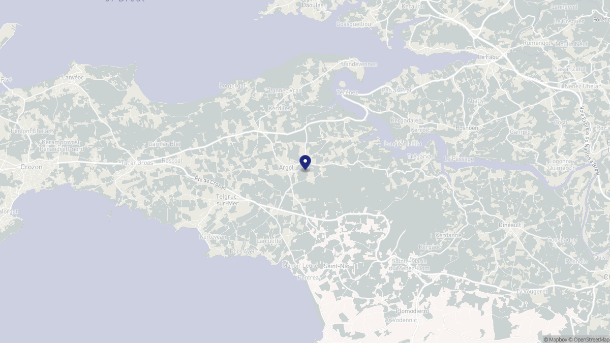 Aperçu cartographique de Argol, centré sur la commune