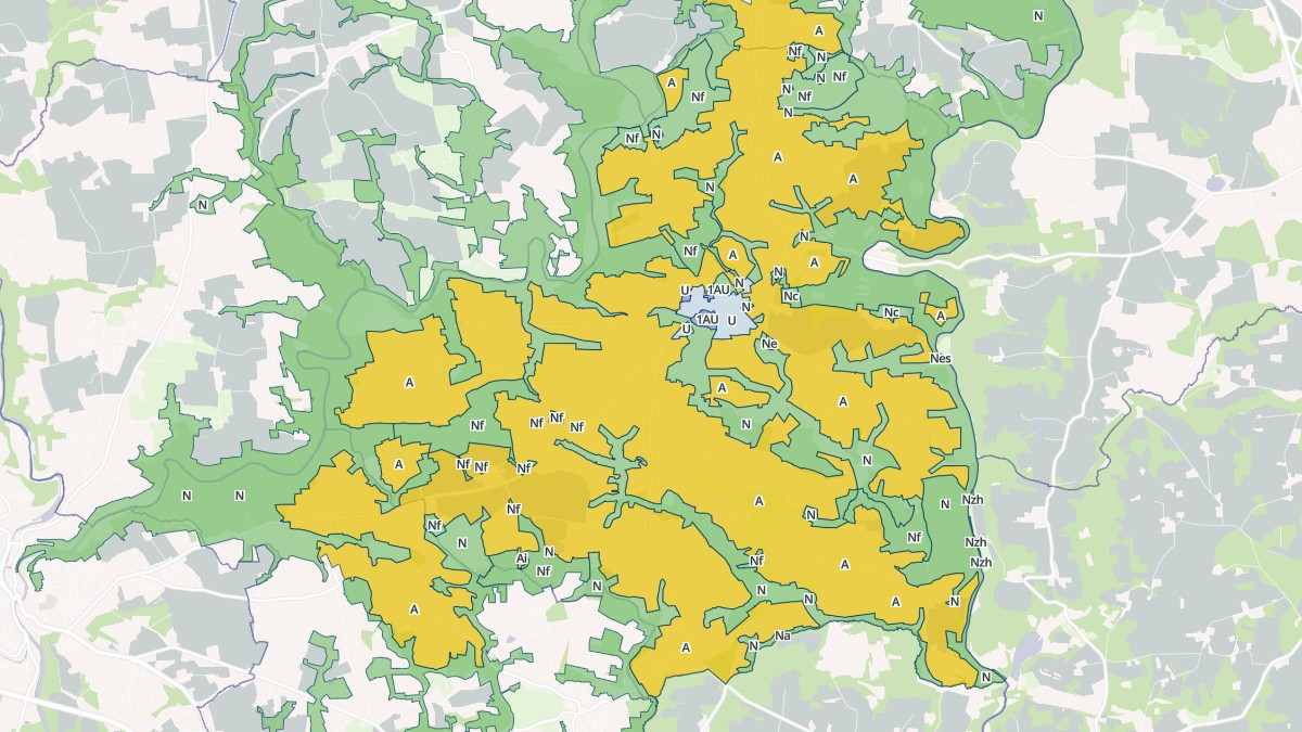 Aperçu cartographique de Arzano, centré sur la commune