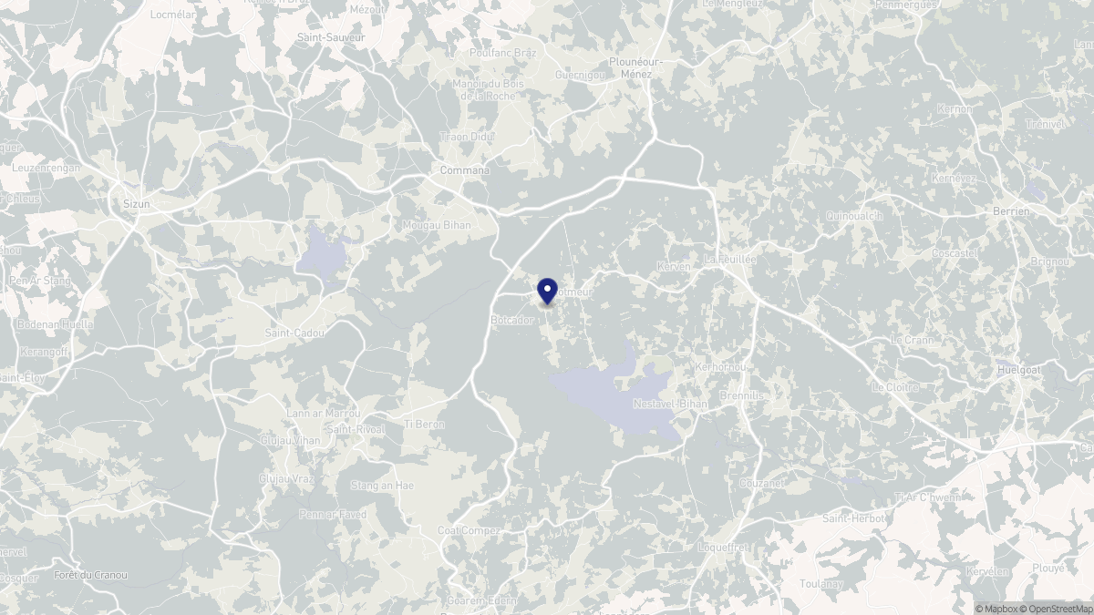 Aperçu cartographique de Botmeur, centré sur la commune