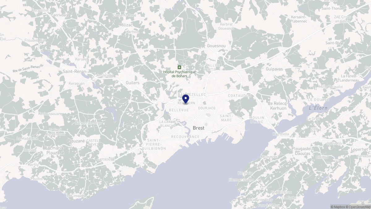 Aperçu cartographique de Brest, centré sur la commune