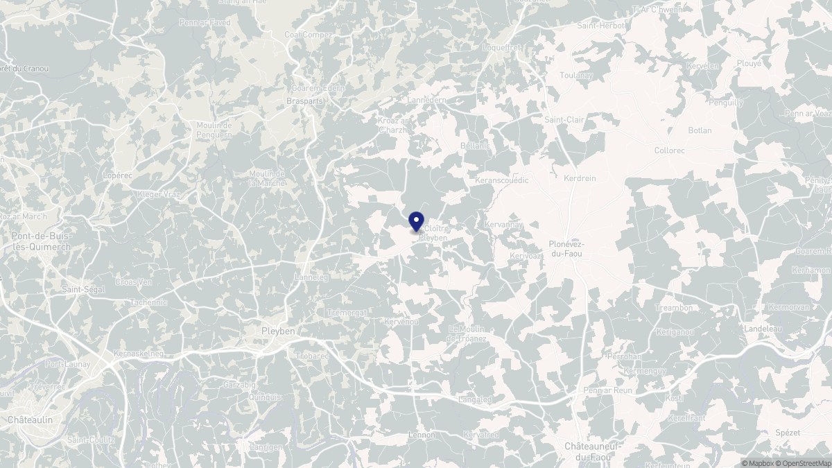 Aperçu cartographique de Le Cloître-Pleyben, centré sur la commune