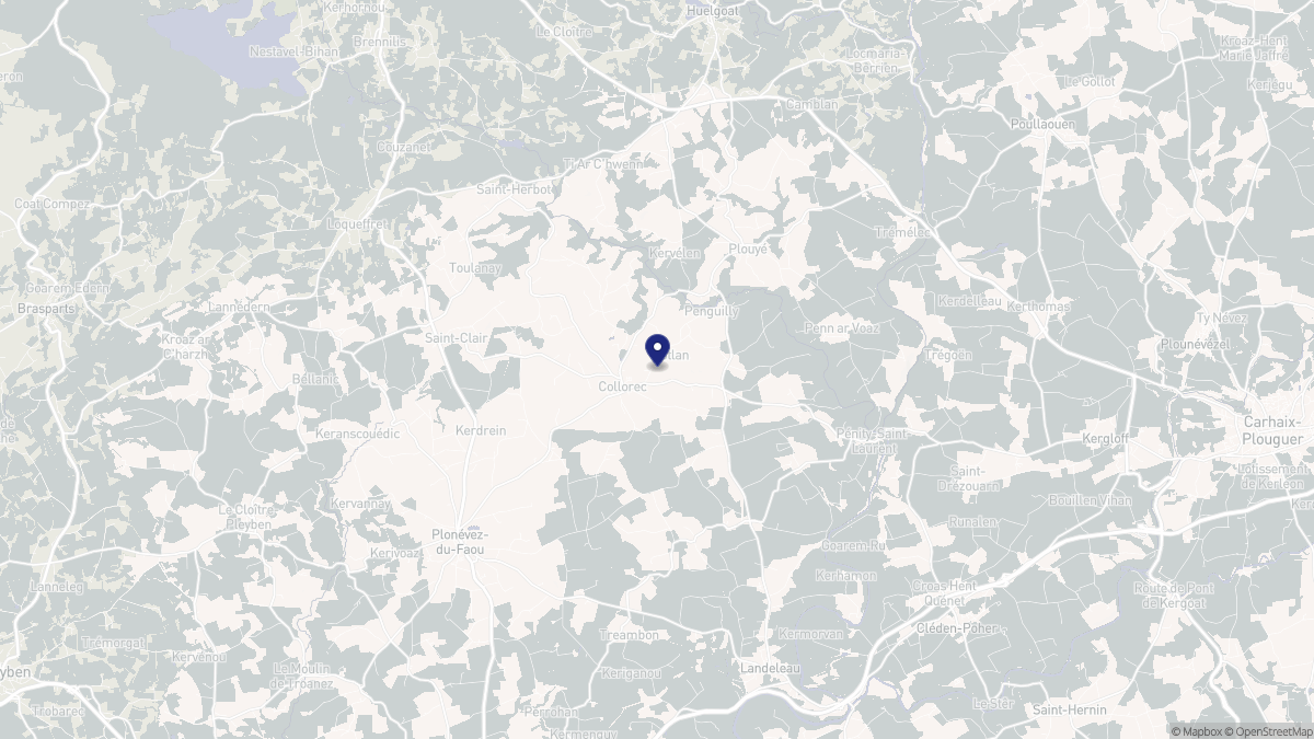 Aperçu cartographique de Collorec, centré sur la commune