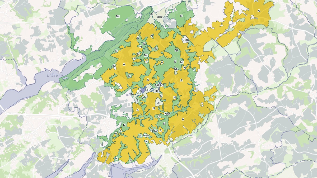 Aperçu cartographique de Dirinon, centré sur la commune