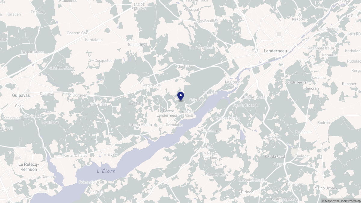 Aperçu cartographique de La Forest-Landerneau, centré sur la commune