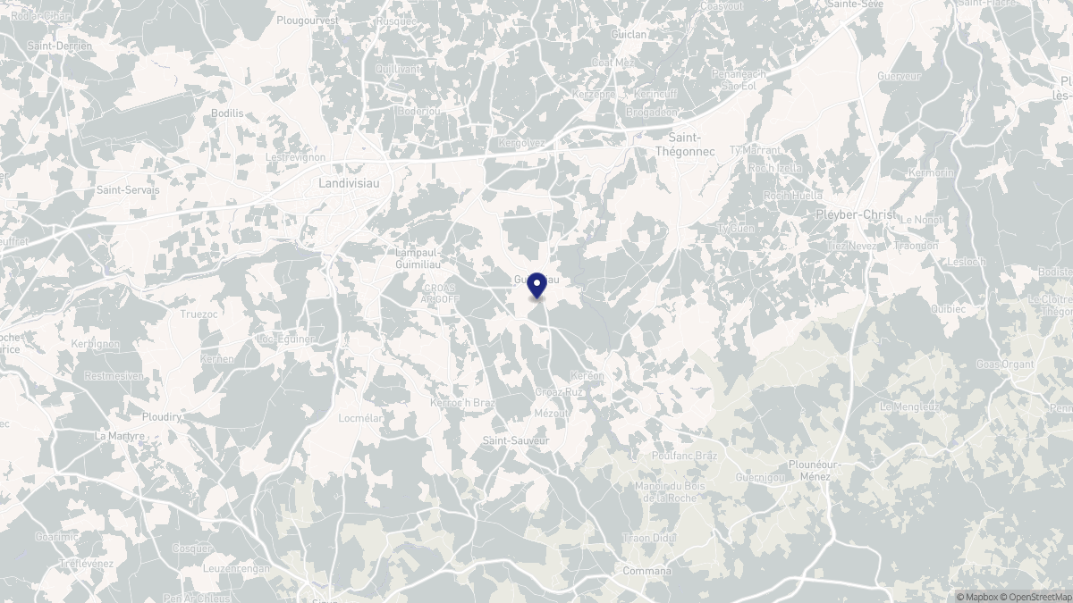 Aperçu cartographique de Guimiliau, centré sur la commune