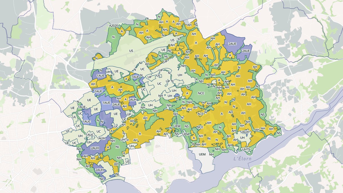 Aperçu cartographique de Guipavas, centré sur la commune