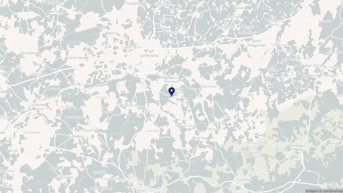 Aperçu cartographique de Lampaul-Guimiliau, centré sur la commune