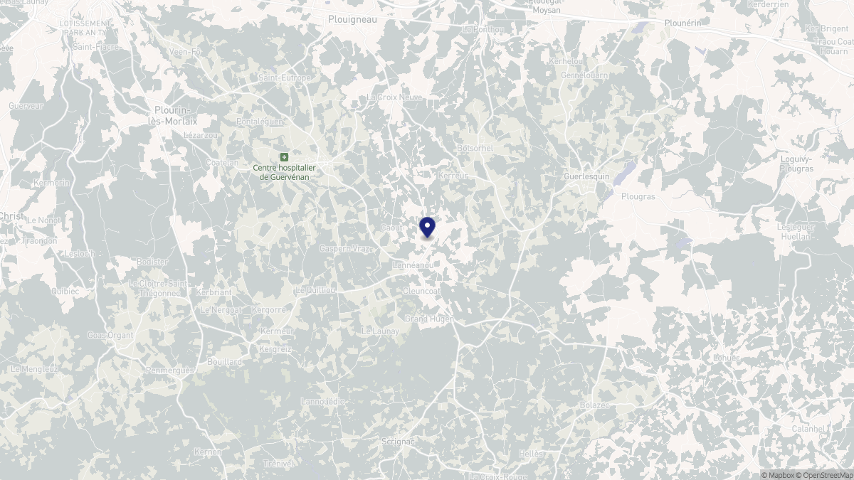 Aperçu cartographique de Lannéanou, centré sur la commune
