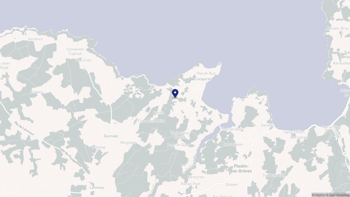 Aperçu cartographique de Locquirec, centré sur la commune