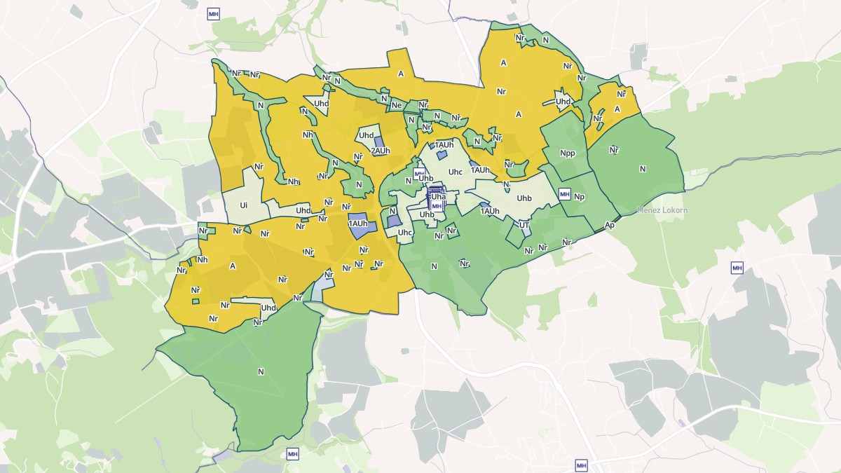Aperçu cartographique de Locronan, centré sur la commune