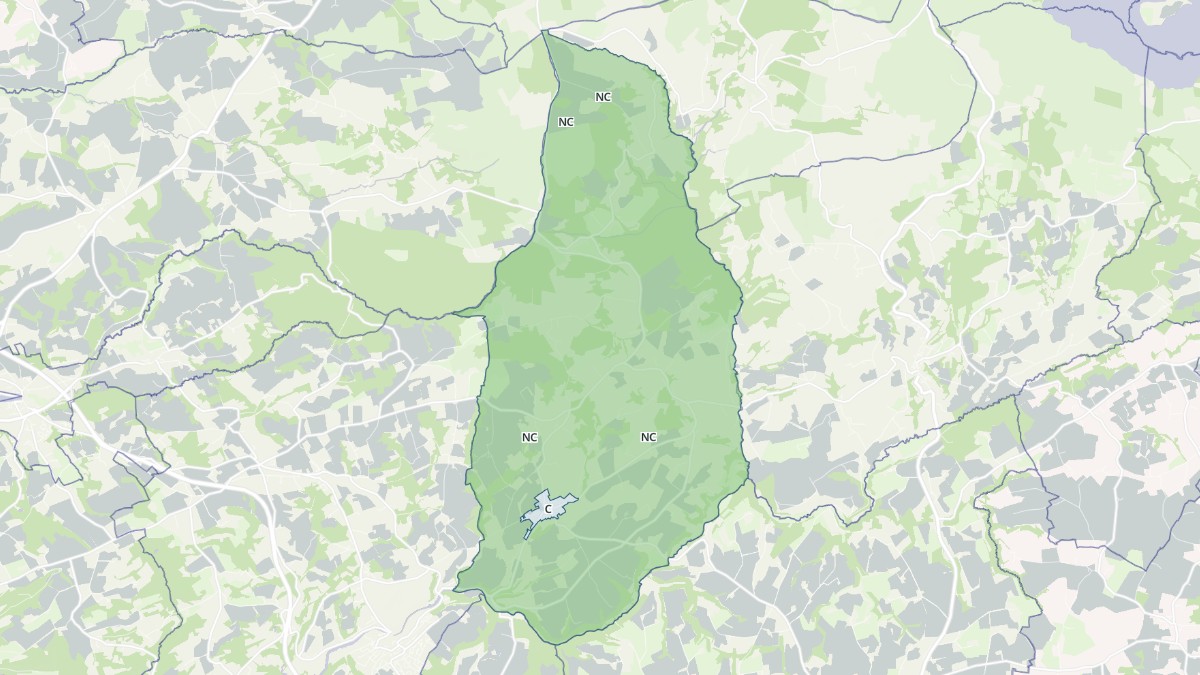 Aperçu cartographique de Lopérec, centré sur la commune