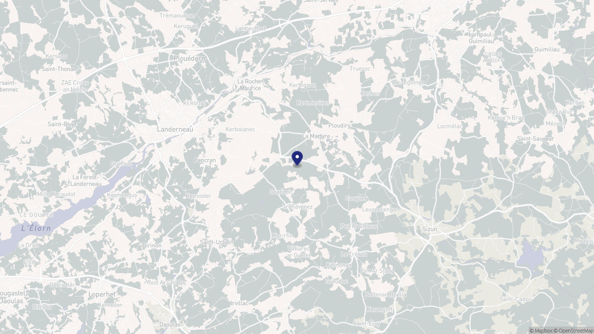 Aperçu cartographique de La Martyre, centré sur la commune