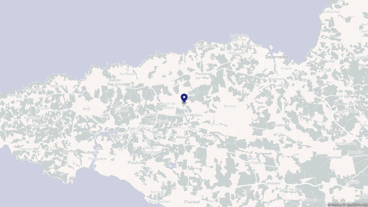 Aperçu cartographique de Confort-Meilars, centré sur la commune