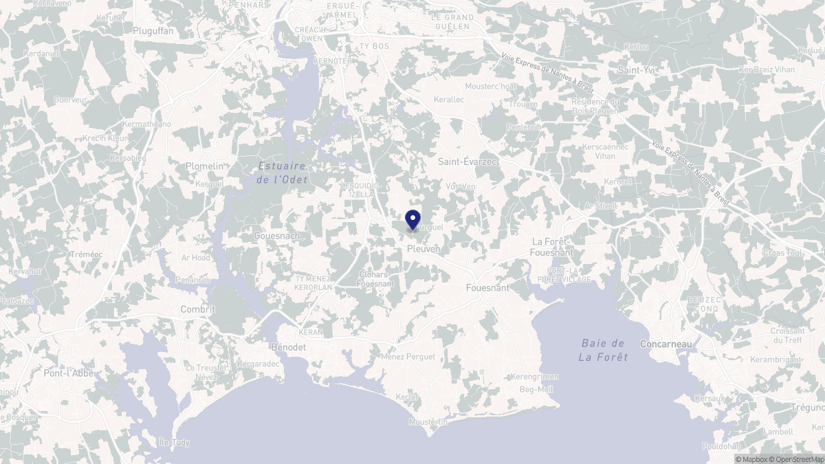 Aperçu cartographique de Pleuven, centré sur la commune