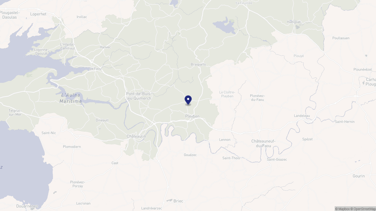 Aperçu cartographique de Pleyben, centré sur la commune
