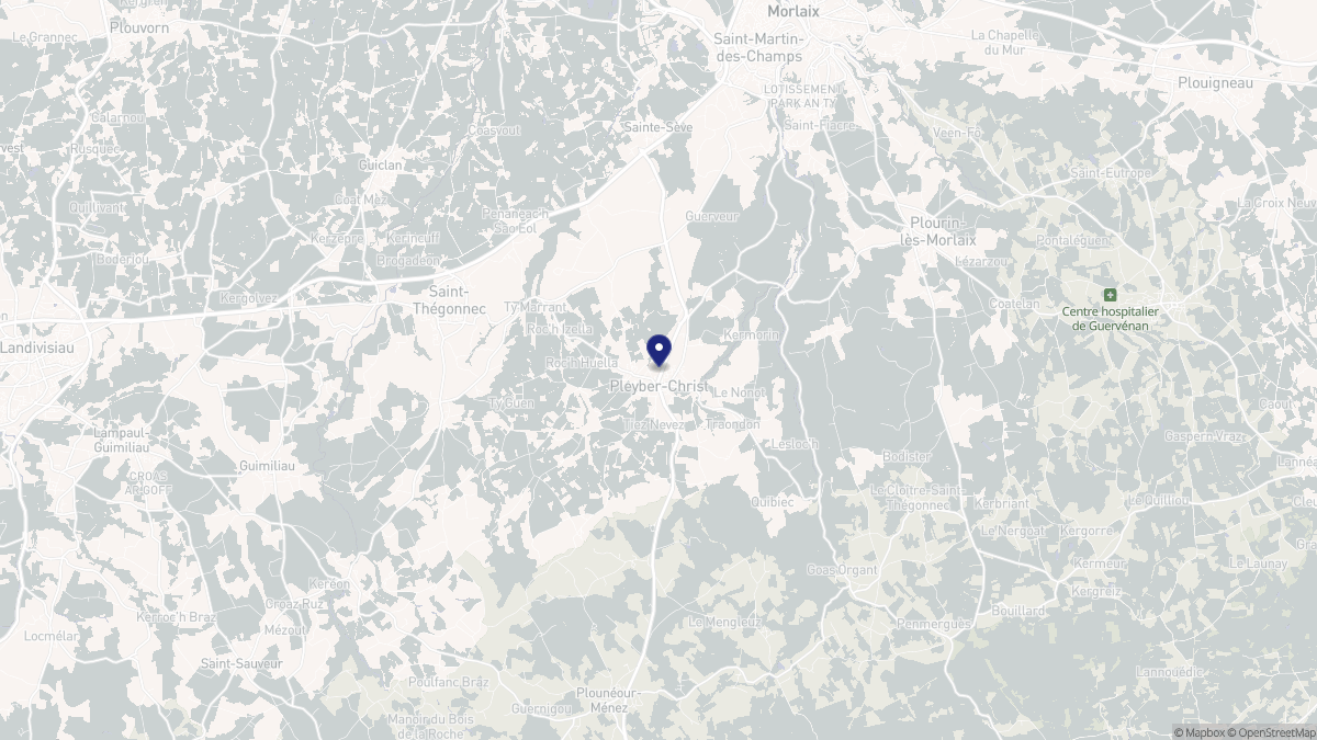Aperçu cartographique de Pleyber-Christ, centré sur la commune