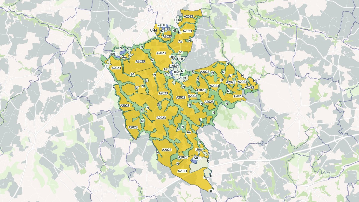 Aperçu cartographique de Ploudaniel, centré sur la commune